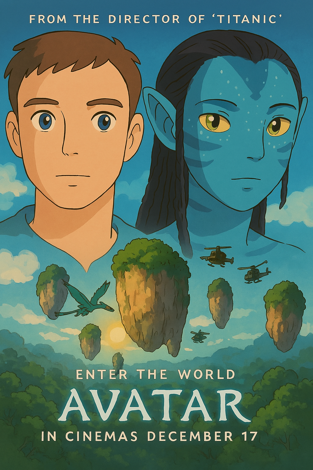 The avatar film poster in Studio Ghibli style