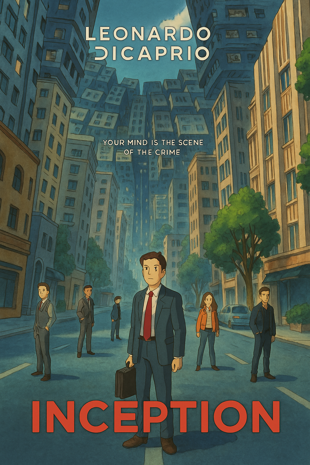 The inception film poster in Studio Ghibli style