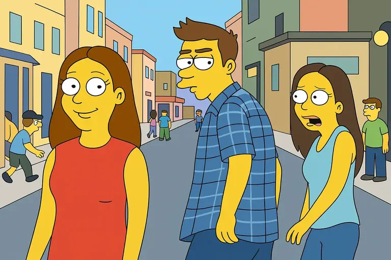 Distracted boyfriend meme in The Simpsons style