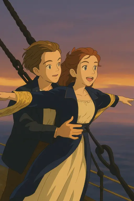 Titanic film poster in Ghibli style