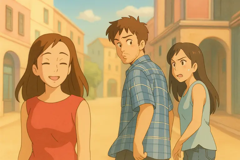 Distracted boyfriend in Studio Ghibli style