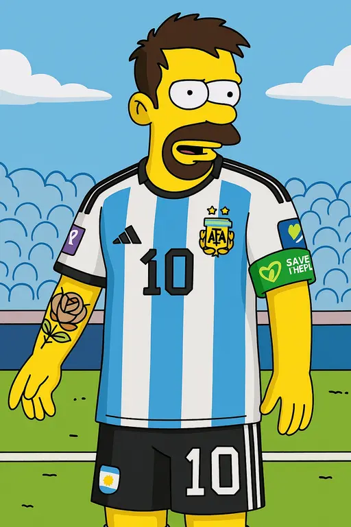 Lionel Messi in The Simpsons style