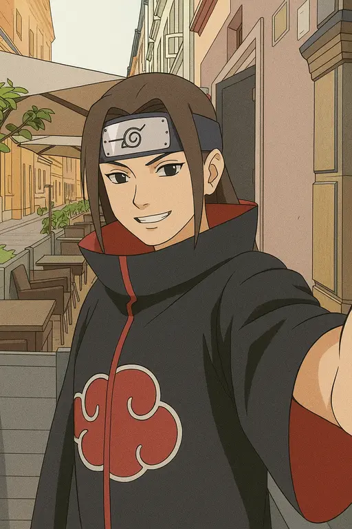 Young girl selfie in Naruto style